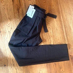 High Waisted Paperbag Linen Twill Pant